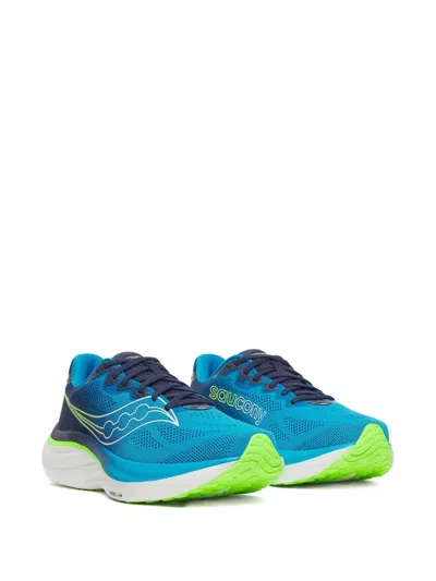 Saucony Breathable Blue Running Sneakers With Neon Accents