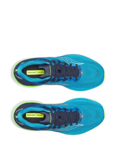 Saucony Breathable Blue Running Sneakers With Neon Accents