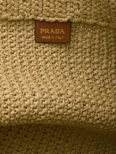 Prada Crochet Tote Bag Rectangular Shape Handles In Brown