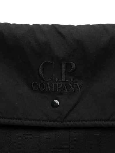 C.p. Company Herringbone Shoulder Bag Adjustable Strap Handle In Black