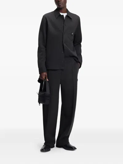 Hugo Boss Oversize-fit Shirt In Cotton Twill With Patch Pockets In Black