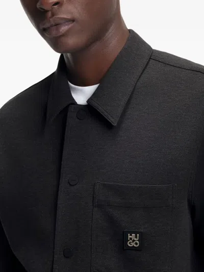 Hugo Boss Oversize-fit Shirt In Cotton Twill With Patch Pockets In Black