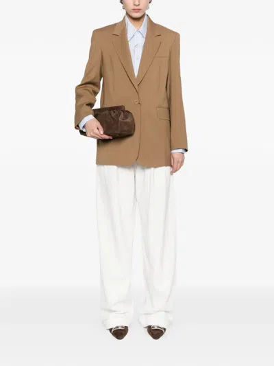 Max Mara Long-sleeved Suit Jacket In Brown