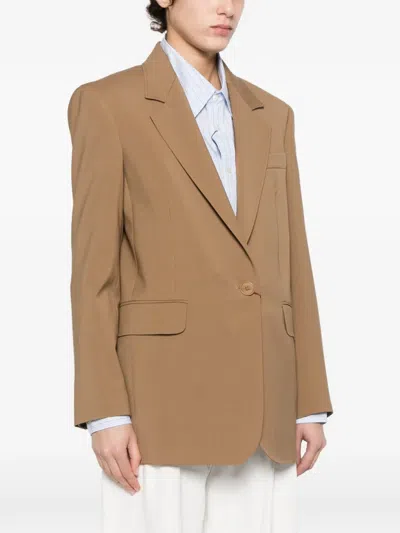 Max Mara Long-sleeved Suit Jacket In Brown