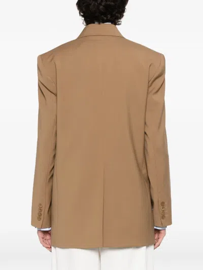 Max Mara Long-sleeved Suit Jacket In Brown