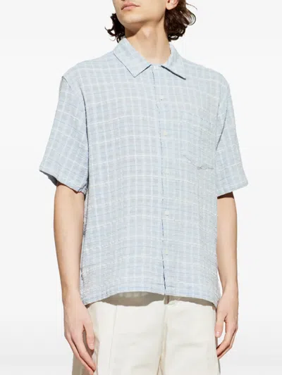 Samsoe & Samsoe Checked-pattern Chest-pocket Shirt In Blue