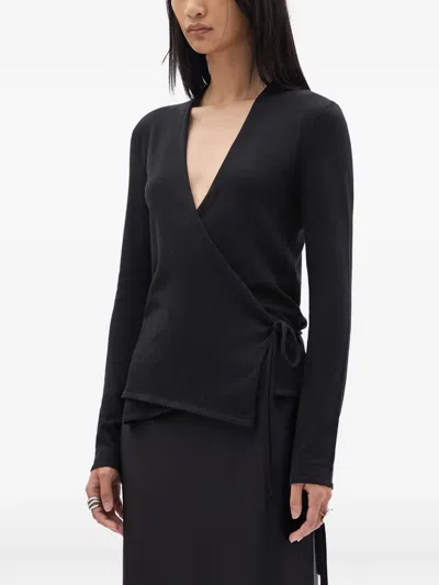 Ann Demeulemeester Fro Wrap Knit Cardigan In Black