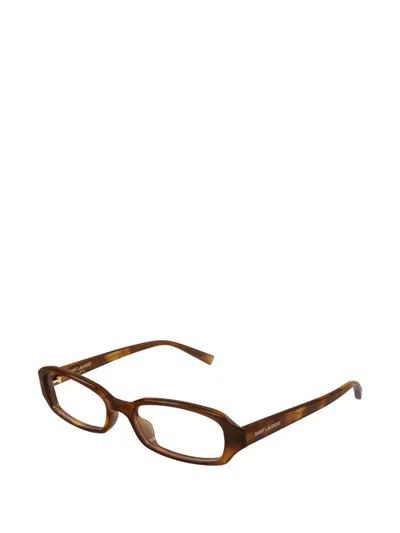Saint Laurent Rectangle-frame Glasses In Brown