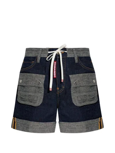 Dsquared2 Pocket Drawstring Cargo Shorts In Blue