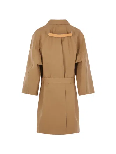 Hed Mayner Buttoned Belted Coat In Brown