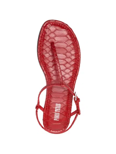 Paris Texas Montecarlo Python Printed Leather Sandals In Red