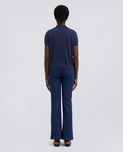 Aspesi Elegant Cotton-silk Blend Polo Shirt For Women In Blue