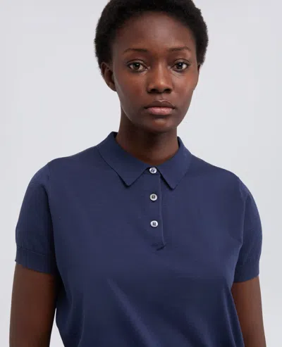 Aspesi Elegant Cotton-silk Blend Polo Shirt For Women In Blue