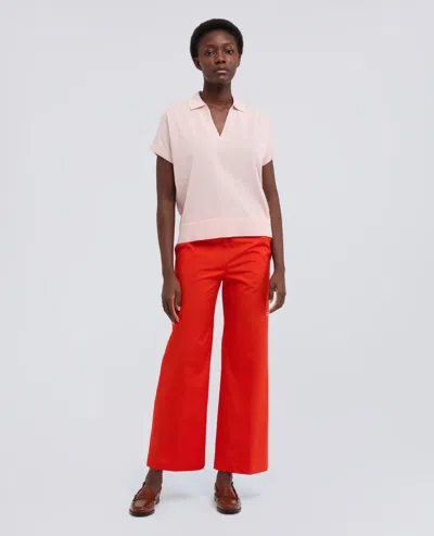 Aspesi V-neck Sweater With Collar In Pure Cotton Yarn In Pink