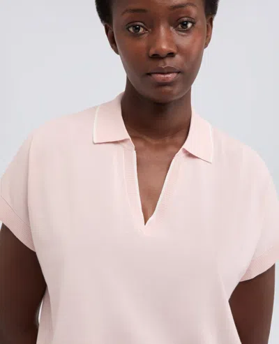 Aspesi V-neck Sweater With Collar In Pure Cotton Yarn In Pink