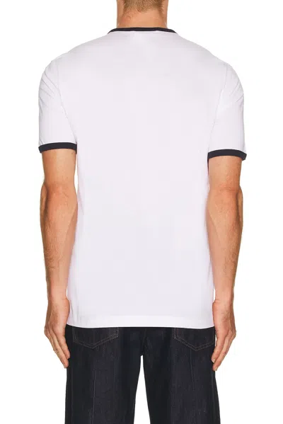 Marni Crew Neck T-shirt With Front Logo And Ribbed Accents In White