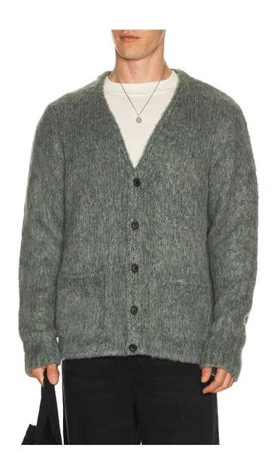 Allsaints Mens Nordic Green Tobie V-neck Wool-blend Cardigan In Gray