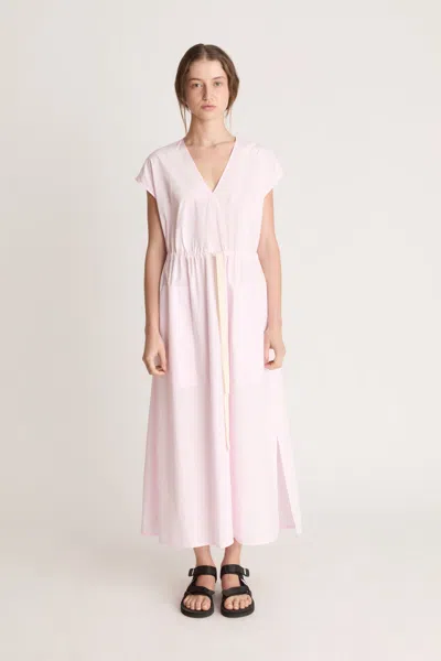 Lee Mathews Drawstring-waist V-neck Midi Dress In Pink