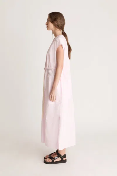 Lee Mathews Drawstring-waist V-neck Midi Dress In Pink