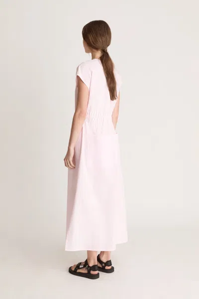 Lee Mathews Drawstring-waist V-neck Midi Dress In Pink