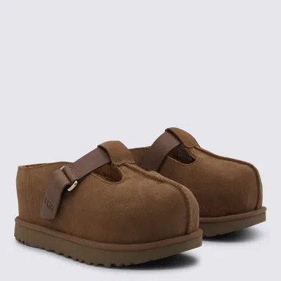 Ugg Caramel Suede Goldenstar Slippers In Brown