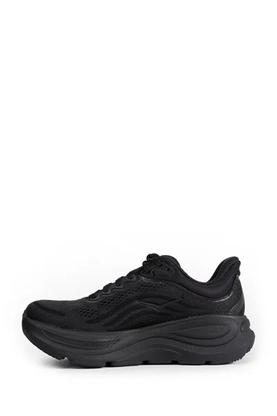 Hoka Bondi 9 Black Low Top Sneakers With Maxi Logo Lettering On The Side In Tech Fabric Unisex In Black