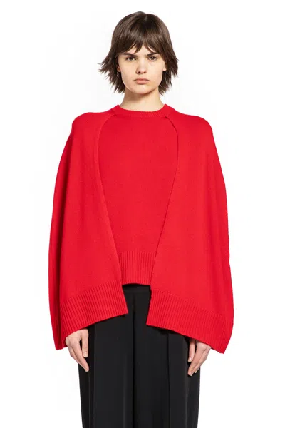 Totême Cashmere Crew Neck Knit Jumper Long Sleeves In Red
