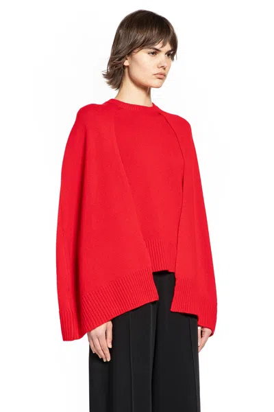 Totême Cashmere Crew Neck Knit Jumper Long Sleeves In Red