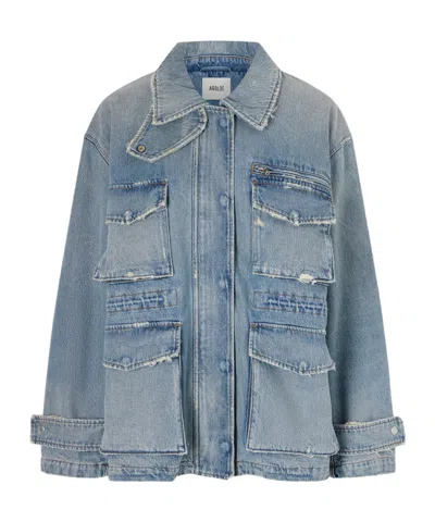 Agolde Aubrey Distressed Denim Jacket In Multi