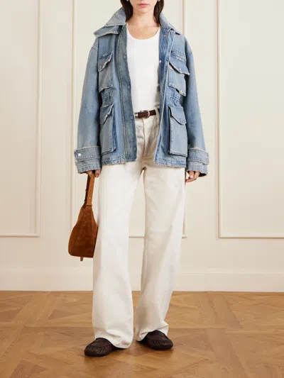 Agolde Aubrey Distressed Denim Jacket In Multi