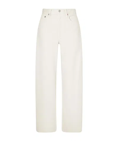 Agolde Arc High Rise Loose Wide Leg Jeans In Chalk White