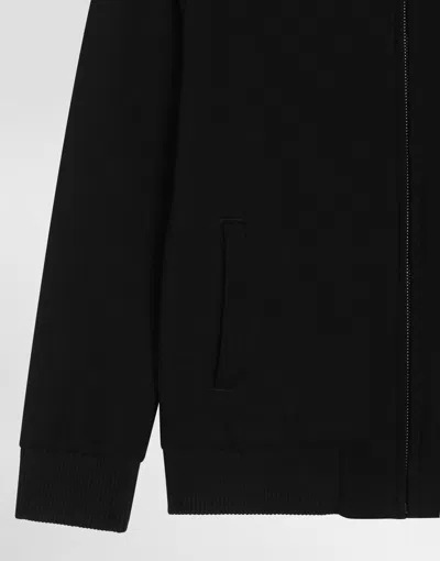 Dolce & Gabbana Logo-plaque Zip-up Cotton Hoodie In Black