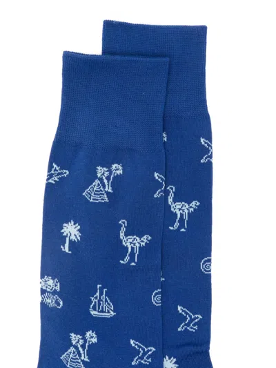 Paul Smith Ostrich Socks In Blue
