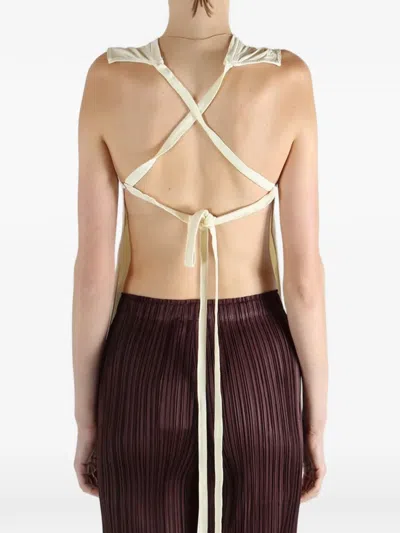 Rier Tied Open Back T-shirt In White