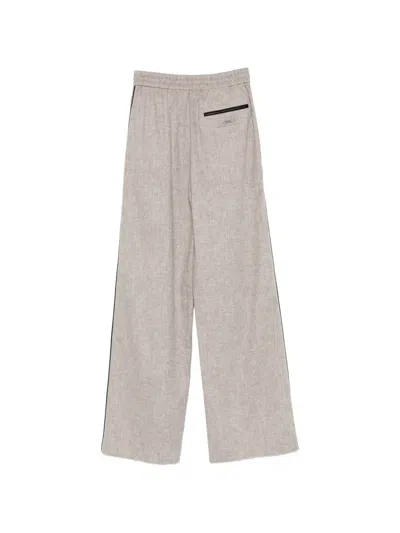 Iceberg Drawstring Piped Trousers In Gray