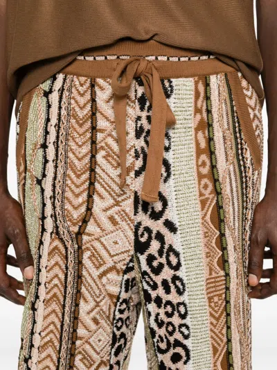 Laneus Patterned Drawstring Shorts In Brown