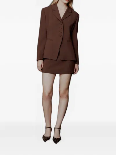 Marella Brown Mltbig Tailored Structured Wool Jacket In Brown