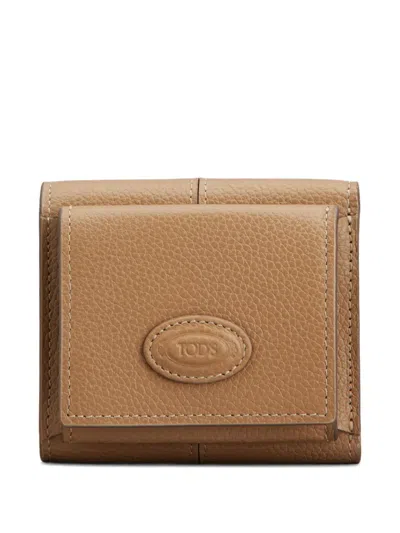 Tod's Tri-fold Stitched Wallet In Neutral