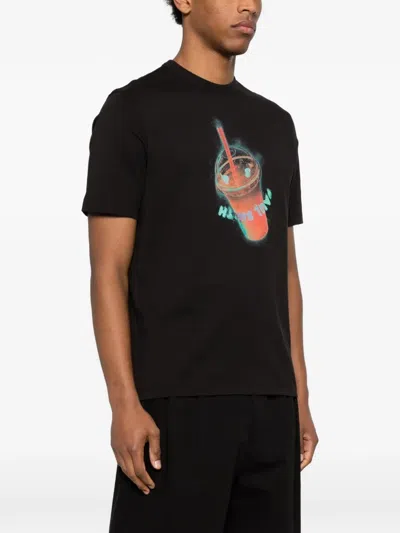 Ps By Paul Smith Ps Paul Smith Drink Graphic Organic Cotton T-shirt In Black