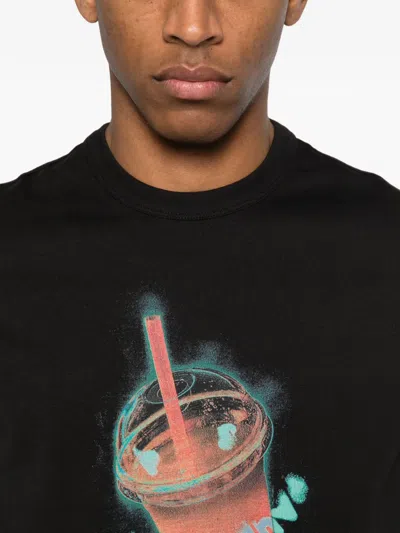 Ps By Paul Smith Ps Paul Smith Drink Graphic Organic Cotton T-shirt In Black