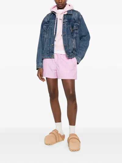 Balenciaga Pink And White Striped Cotton Boxer Shorts In Pink