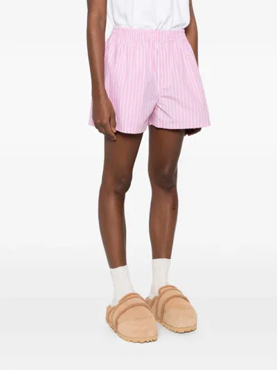 Balenciaga Pink And White Striped Cotton Boxer Shorts In Pink
