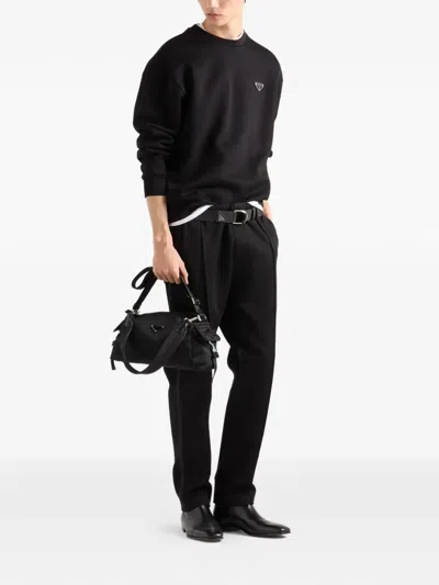 Prada Technical Cotton Sweatshirt In Black