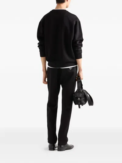 Prada Technical Cotton Sweatshirt In Black
