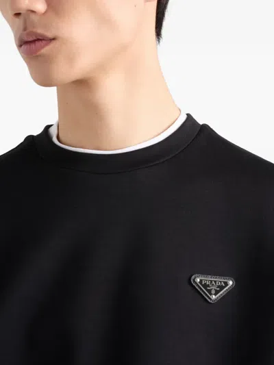 Prada Technical Cotton Sweatshirt In Black