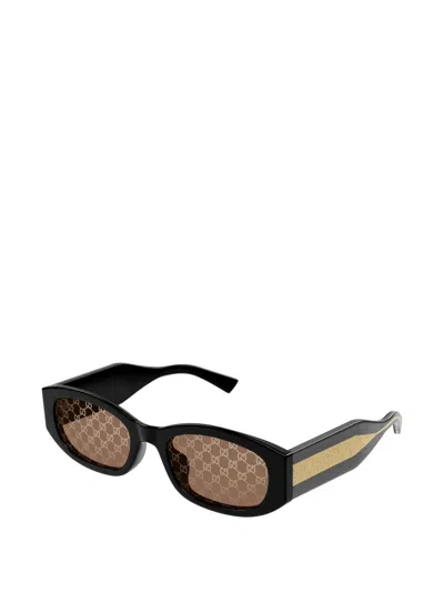 Gucci Geometric-frame Pattern Sunglasses In Black