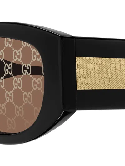 Gucci Geometric-frame Pattern Sunglasses In Black