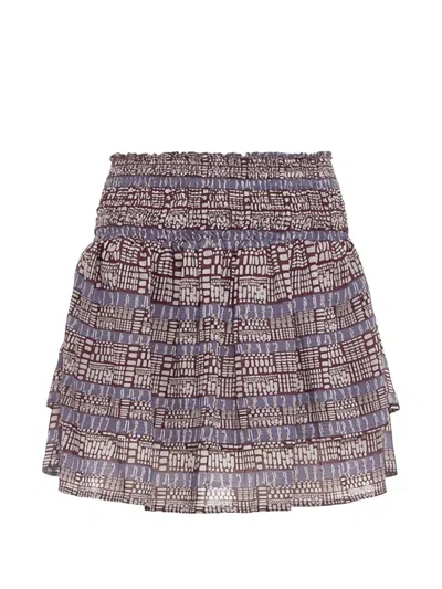 Devotion Clond Ruffled Patterned Mini Skirt In Blue