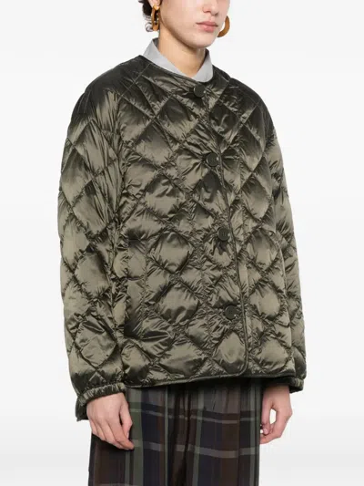 Max Mara Quilted Button Jacket In Green
