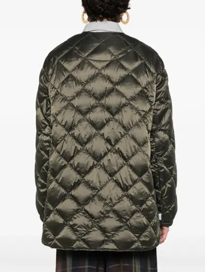 Max Mara Quilted Button Jacket In Green